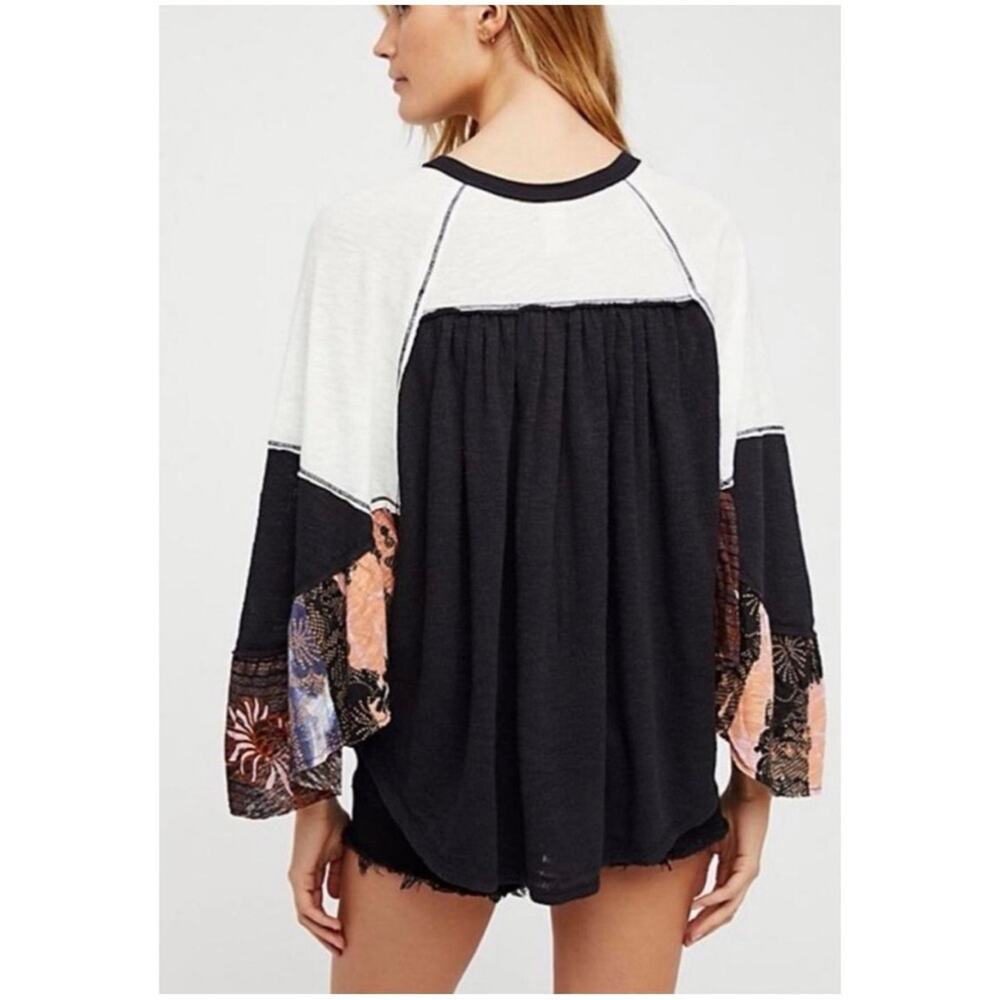 Free People We The Free Women’s Sz S Friday Fever Raglan Contrast Tee Shirt Top - Picture 2 of 13